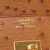 HERMES Hermes Birkin 35 Gold Gold Bracket □ M engraved (around 2009) Unisex Ostrich Handbag B Rank used Ginzo