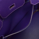 HERMES Hermes Birkin 30 Iris (purple) Silver metal □ N engraved (around 2010) Ladies Vo Epson Handbag AB Rank Used Ginzo