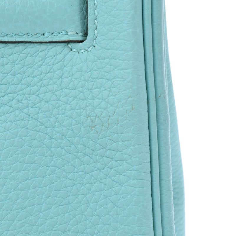 HERMES Hermes Birkin 35 Blue Ator Silver metal T -engraved (around 2015) Unisex Togo Handbag A Rank used Ginzo