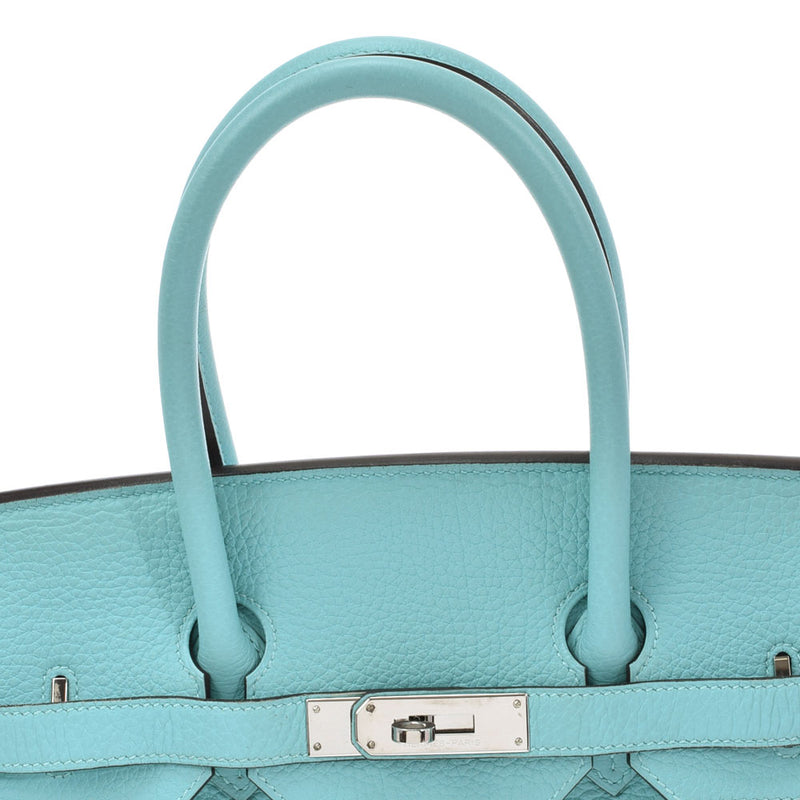 HERMES Hermes Birkin 35 Blue Ator Silver metal T -engraved (around 2015) Unisex Togo Handbag A Rank used Ginzo