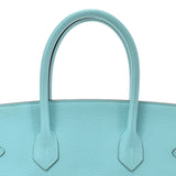 HERMES Hermes Birkin 35 Blue Ator Silver metal T -engraved (around 2015) Unisex Togo Handbag A Rank used Ginzo