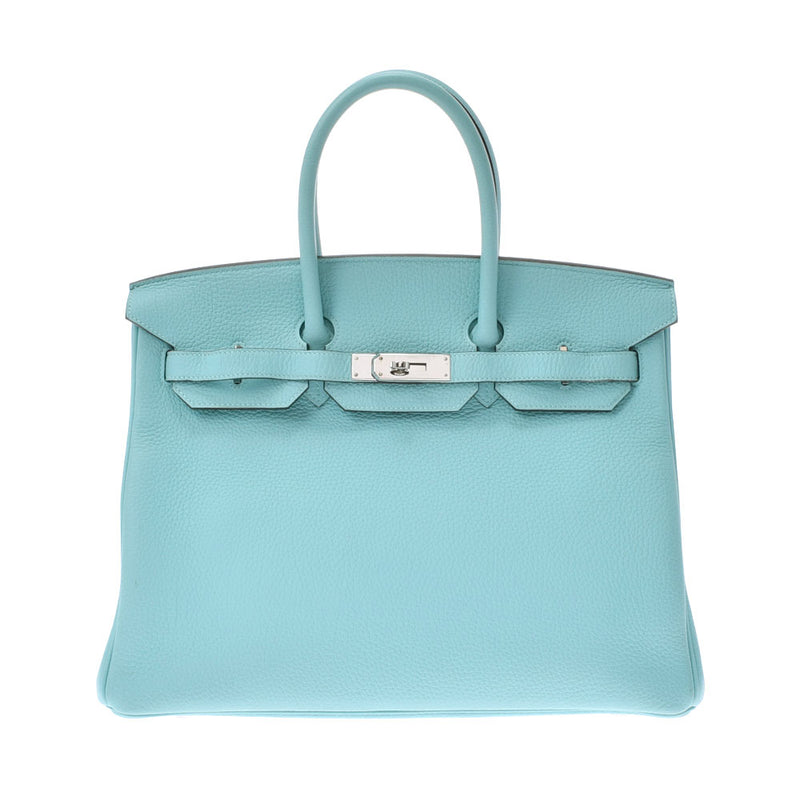 HERMES Hermes Birkin 35 Blue Ator Silver metal T -engraved (around 2015) Unisex Togo Handbag A Rank used Ginzo