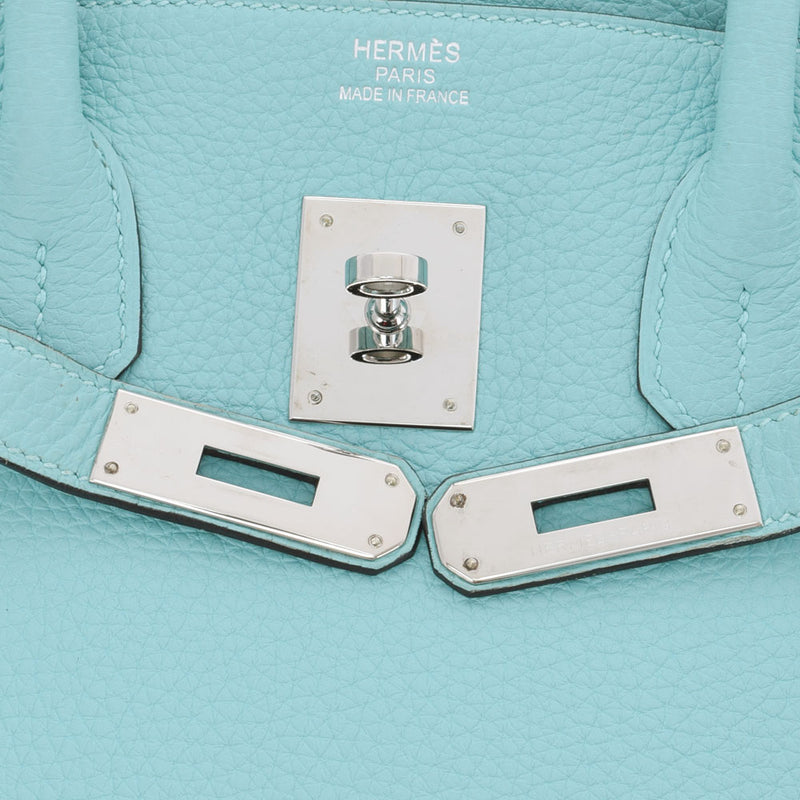 HERMES Hermes Birkin 35 Blue Ator Silver metal T -engraved (around 2015) Unisex Togo Handbag A Rank used Ginzo