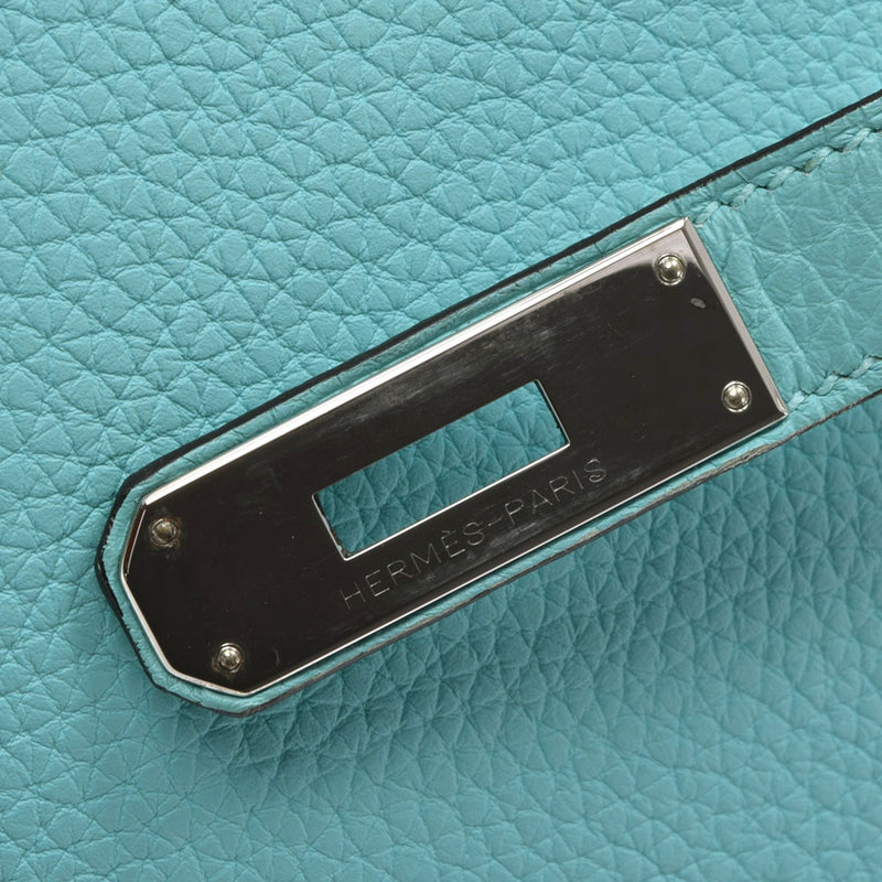 HERMES Hermes Birkin 35 Blue Ator Silver metal T -engraved (around 2015) Unisex Togo Handbag A Rank used Ginzo