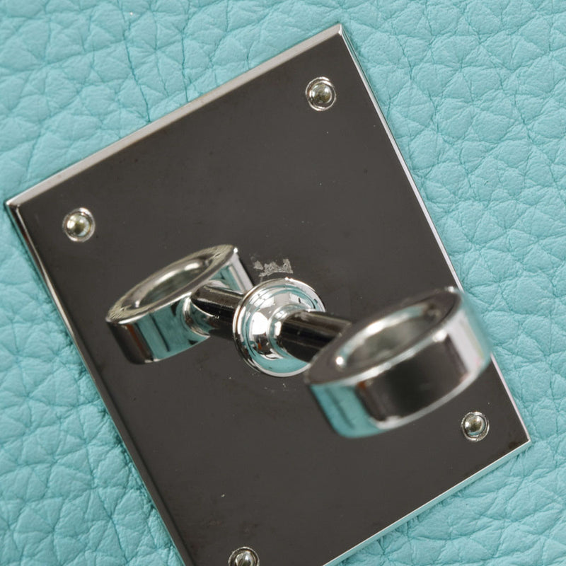 HERMES Hermes Birkin 35 Blue Ator Silver metal T -engraved (around 2015) Unisex Togo Handbag A Rank used Ginzo