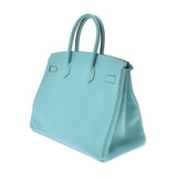 HERMES Hermes Birkin 35 Blue Ator Silver metal T -engraved (around 2015) Unisex Togo Handbag A Rank used Ginzo