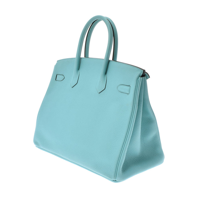 HERMES Hermes Birkin 35 Blue Ator Silver metal T -engraved (around 2015) Unisex Togo Handbag A Rank used Ginzo