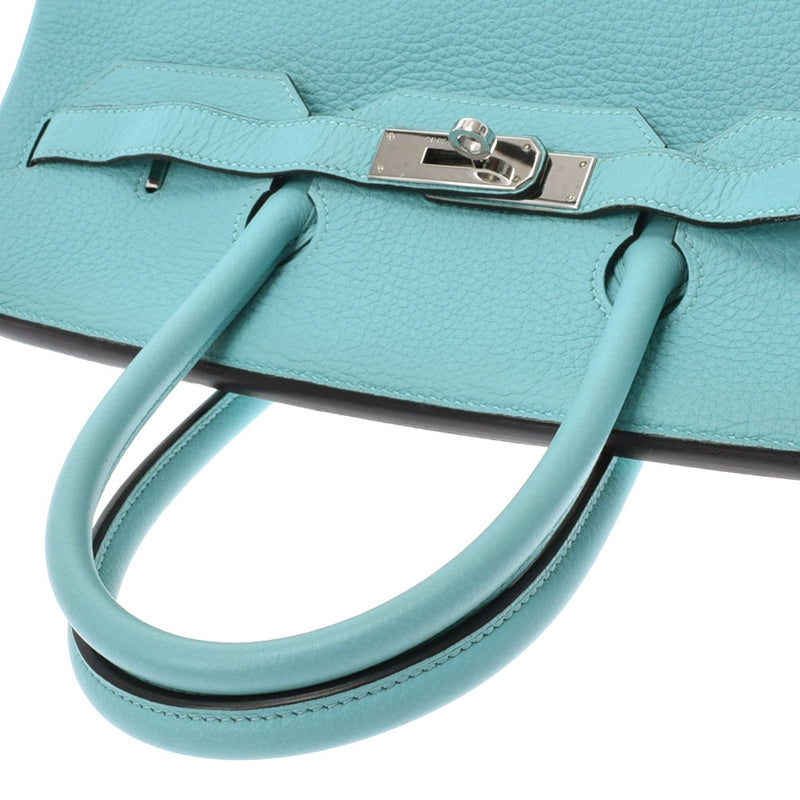 HERMES Hermes Birkin 35 Blue Ator Silver metal T -engraved (around 2015) Unisex Togo Handbag A Rank used Ginzo