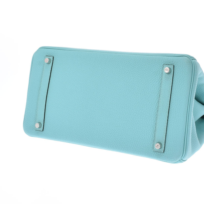 HERMES Hermes Birkin 35 Blue Ator Silver metal T -engraved (around 2015) Unisex Togo Handbag A Rank used Ginzo