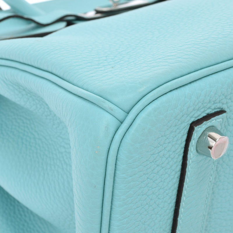 HERMES Hermes Birkin 35 Blue Ator Silver metal T -engraved (around 2015) Unisex Togo Handbag A Rank used Ginzo