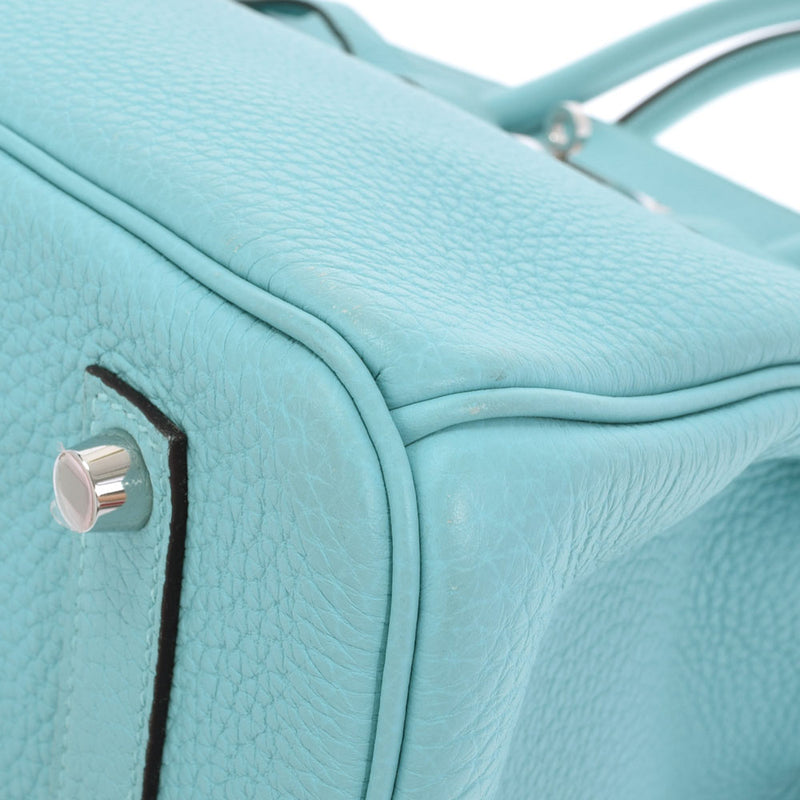 HERMES Hermes Birkin 35 Blue Ator Silver metal T -engraved (around 2015) Unisex Togo Handbag A Rank used Ginzo