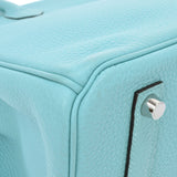 HERMES Hermes Birkin 35 Blue Ator Silver metal T -engraved (around 2015) Unisex Togo Handbag A Rank used Ginzo