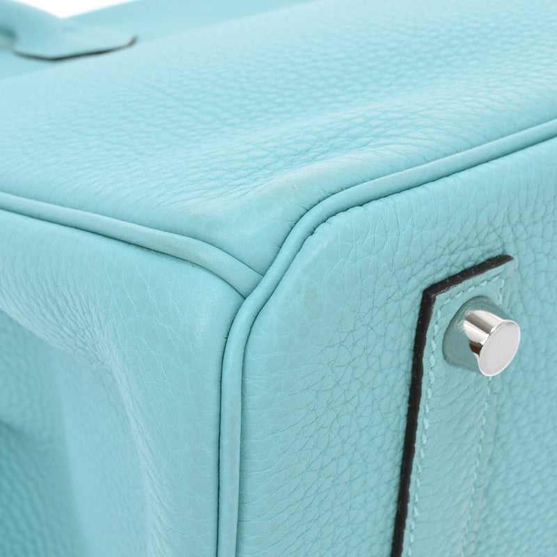 HERMES Hermes Birkin 35 Blue Ator Silver metal T -engraved (around 2015) Unisex Togo Handbag A Rank used Ginzo