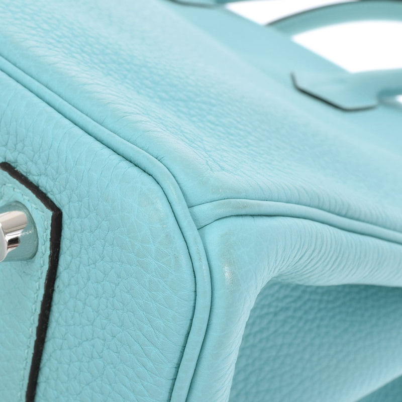 HERMES Hermes Birkin 35 Blue Ator Silver metal T -engraved (around 2015) Unisex Togo Handbag A Rank used Ginzo