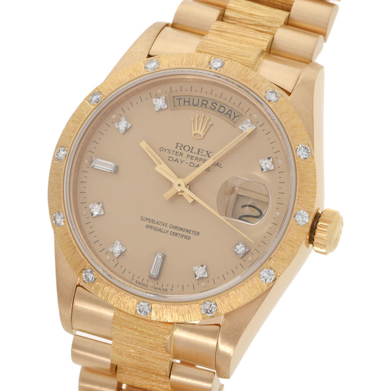 ROLEX Rolex Day Date 10P Diamond Bezel 12P Diamond 18108A Men's YG Watch Automatic Champagne Dial A Rank used Ginzo