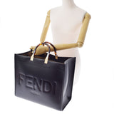 Fendi Fendi Sunshine大型黑色金支架8BH372女士弯曲手提包未使用的Ginzo