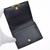 Fendi Fendi紧凑型钱包黑色金支架8M0420男女Calf BI-折叠钱包未使用的Ginzo