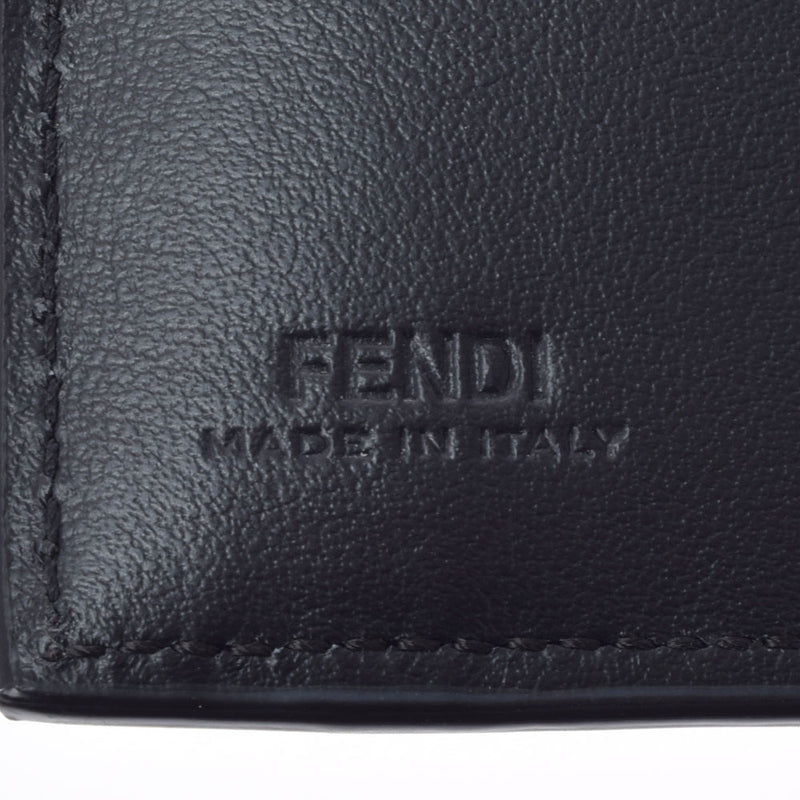 Fendi Fendi紧凑型钱包黑色金支架8M0420男女Calf BI-折叠钱包未使用的Ginzo