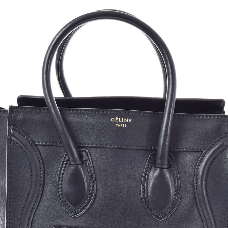 CELINE セリーヌ ラゲージ マイクロショッパー 黒 レディース カーフ ハンドバッグ Bランク 中古 銀蔵