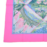 HERMES Hermes Care 90 GIVERNY Plant Motif Pink Ladies Silk 100 % Scarf A Rank used Ginzo