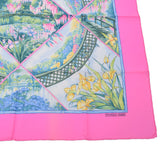 HERMES Hermes Care 90 GIVERNY Plant Motif Pink Ladies Silk 100 % Scarf A Rank used Ginzo