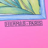 HERMES Hermes Care 90 GIVERNY Plant Motif Pink Ladies Silk 100 % Scarf A Rank used Ginzo