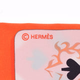 HERMES エルメス ツイリー ヴァーミリオン 新タグ トランプ柄 オレンジ/白/黒 レディース シルク100％ スカーフ 未使用 銀蔵