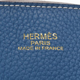 HERMES エルメス ドゥブルセンス 45 リバーシブル ブルータラサ/白 □Q刻印(2013年頃) ユニセックス トリヨンクレマンス トートバッグ ABランク 中古 銀蔵