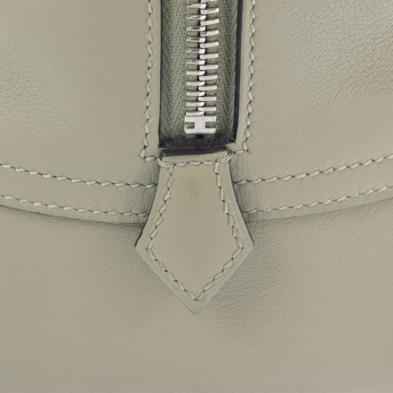 HERMES エルメス プリュム 28 セージ/クレ シルバー金具 X刻印(2016年頃) レディース ヴォースイフト  ハンドバッグ ABランク 中古 銀蔵