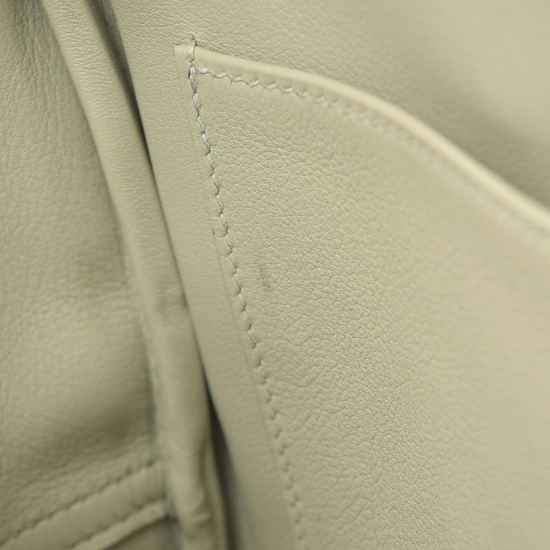 HERMES エルメス プリュム 28 セージ/クレ シルバー金具 X刻印(2016年頃) レディース ヴォースイフト  ハンドバッグ ABランク 中古 銀蔵