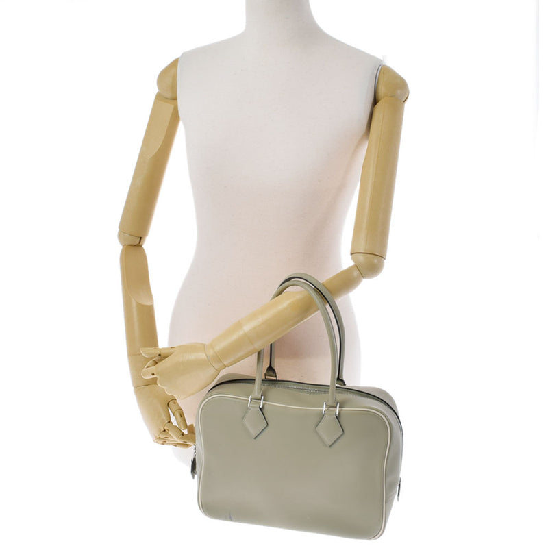 HERMES エルメス プリュム 28 セージ/クレ シルバー金具 X刻印(2016年頃) レディース ヴォースイフト  ハンドバッグ ABランク 中古 銀蔵