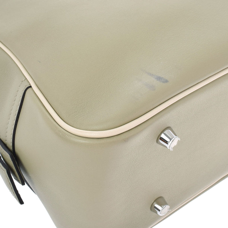 HERMES エルメス プリュム 28 セージ/クレ シルバー金具 X刻印(2016年頃) レディース ヴォースイフト  ハンドバッグ ABランク 中古 銀蔵