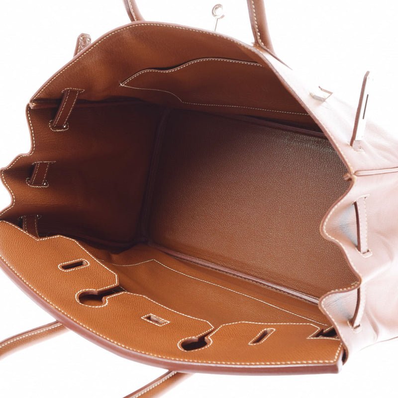 HERMES エルメス バーキン 35 ノワゼット パラジウム金具 □G刻印(2003年頃) ユニセックス リセ ハンドバッグ ABランク 中古 銀蔵