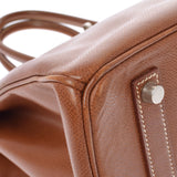 HERMES エルメス バーキン 35 ノワゼット パラジウム金具 □G刻印(2003年頃) ユニセックス リセ ハンドバッグ ABランク 中古 銀蔵