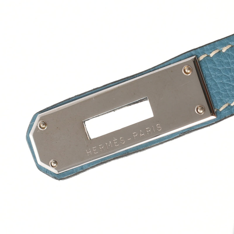 HERMES エルメス バーキン35 ブルージーン パラジウム金具 □F刻印(2002年頃) ユニセックス トゴ ハンドバッグ ABランク 中古 銀蔵