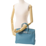 HERMES エルメス バーキン35 ブルージーン パラジウム金具 □F刻印(2002年頃) ユニセックス トゴ ハンドバッグ ABランク 中古 銀蔵