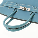 HERMES エルメス バーキン35 ブルージーン パラジウム金具 □F刻印(2002年頃) ユニセックス トゴ ハンドバッグ ABランク 中古 銀蔵