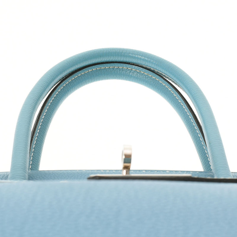 HERMES エルメス バーキン35 ブルージーン パラジウム金具 □F刻印(2002年頃) ユニセックス トゴ ハンドバッグ ABランク 中古 銀蔵