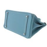 HERMES エルメス バーキン35 ブルージーン パラジウム金具 □F刻印(2002年頃) ユニセックス トゴ ハンドバッグ ABランク 中古 銀蔵