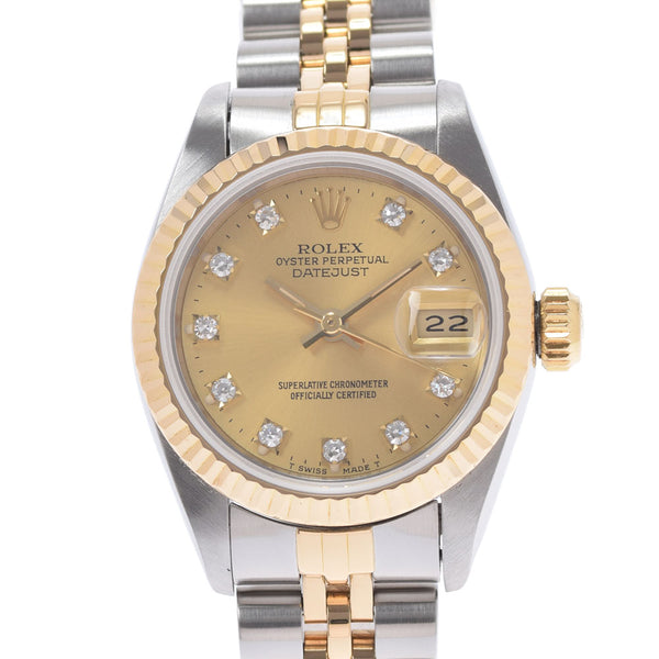 ROLEX ロレックス デイトジャスト 10Pダイヤ 69173G レディース YG/SS 腕時計 自動巻き シャンパン文字盤 Aランク 中古 銀蔵