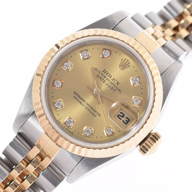 ROLEX Rolex Datejust 10P Diamond 69173G Ladies YG/SS Watch Automatic Champagne Dial A Rank used Ginzo