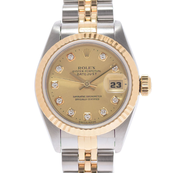 ROLEX Rolex Datejust 10P Diamond 69173G Ladies YG/SS Watch Automatic Champagne Dial A Rank used Ginzo