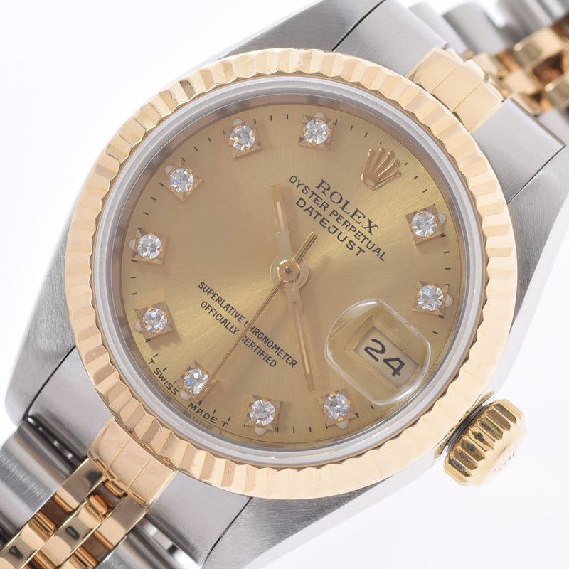 ROLEX ロレックス デイトジャスト 10Pダイヤ 69173G レディース YG/SS 腕時計 自動巻き シャンパン文字盤 Aランク 中古 銀蔵