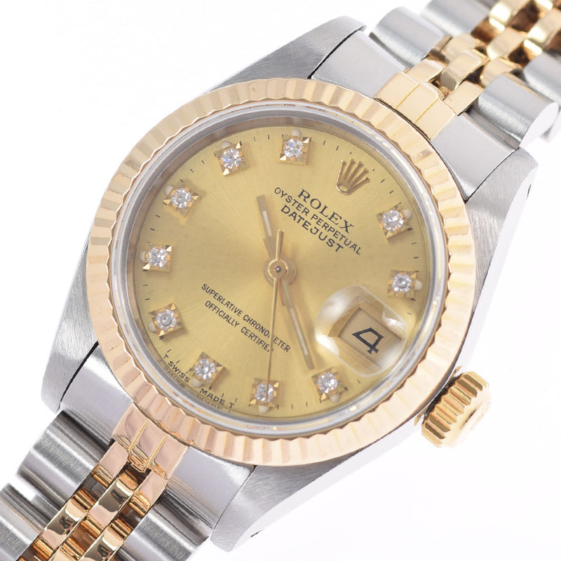 ROLEX Rolex Datejust 10P Diamond 69173G Ladies YG/SS Watch Automatic Champagne Dial A Rank used Ginzo