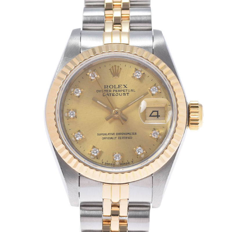 ROLEX ロレックス デイトジャスト 10Pダイヤ 69173G レディース YG/SS 腕時計 自動巻き シャンパン文字盤 Aランク 中古 銀蔵