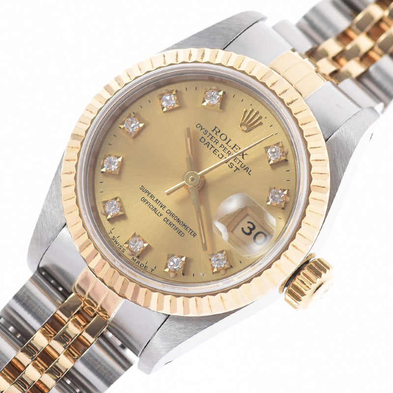 ROLEX Rolex Datejust 10P Diamond 69173G Ladies YG/SS Watch Automatic Champagne Dial A Rank used Ginzo