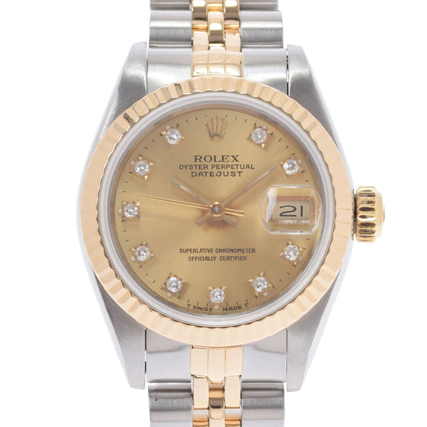 ROLEX ロレックス デイトジャスト 10Pダイヤ 69173G レディース YG/SS 腕時計 自動巻き シャンパン文字盤 Aランク 中古 銀蔵