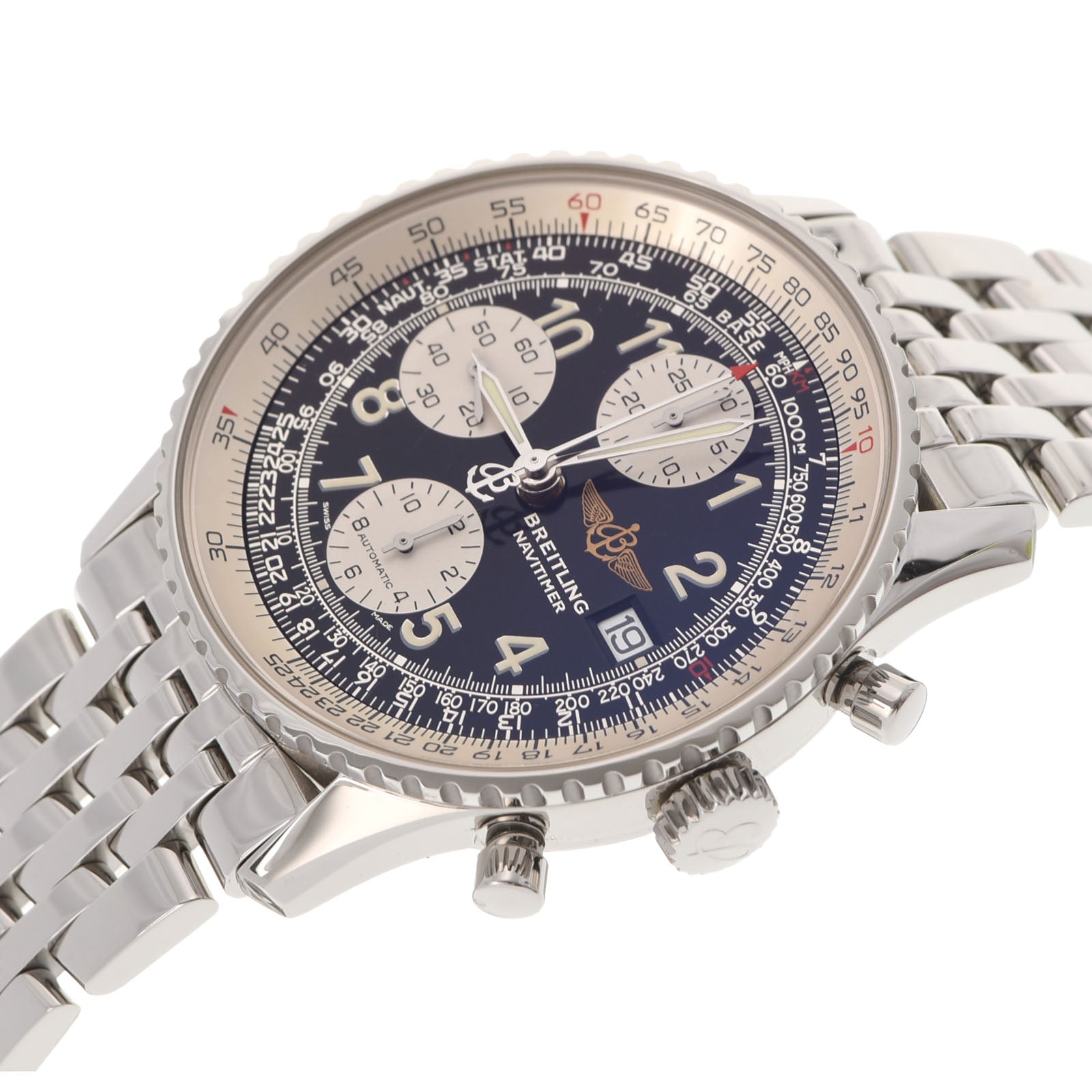 BREITLING ブライトリング オールドナビタイマー A13322 メンズ SS 腕時計 自動巻き 黒文字盤 Aランク 中古 銀蔵