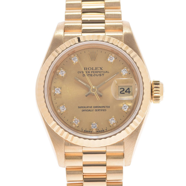 ROLEX Rolex Datejust 10P diamond 69178G Ladies YG Watch Automatic Champagne Dial A Rank Used Ginzo