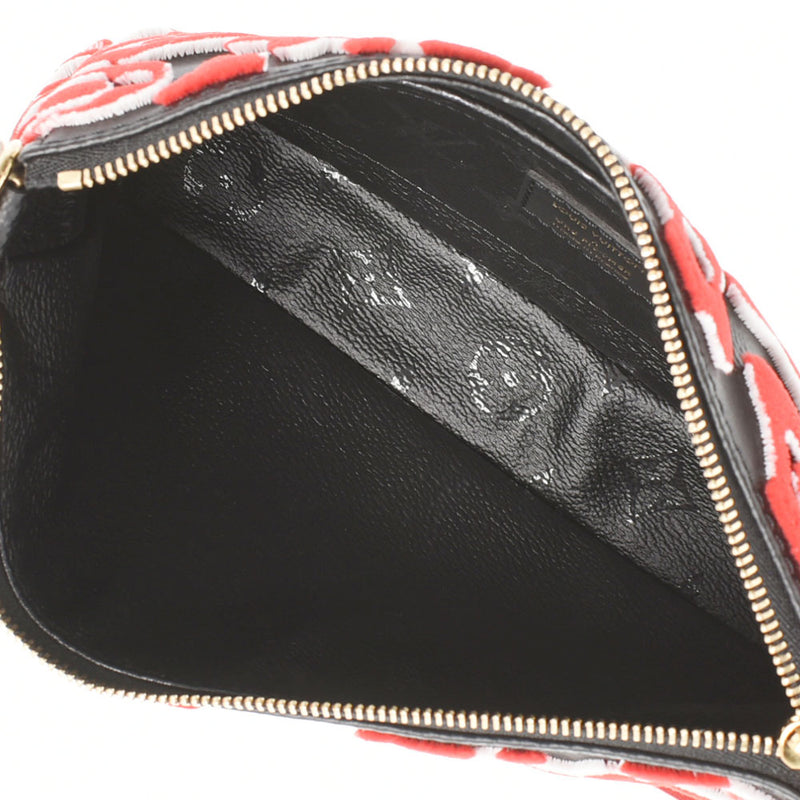 LOUIS VUITTON Louis Vuitton Lv x UF Red/Black Gold Bracket M45548 Ladies Leather Accessory Pouch AB Rank Used Ginzo